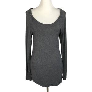Athleta Nirav Tunic Knit Top Sz XS Gray Strappy Open Back Soft Stretchy